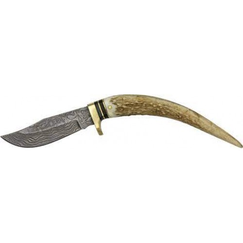 Damascus Stag Spike Knife