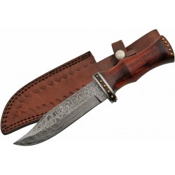 Damascus Rosewood Bowie knife